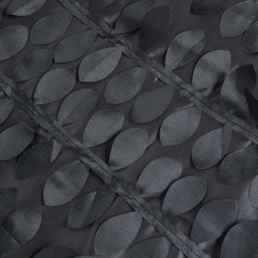 90x132inch Black 3D Leaf Petal Taffeta Fabric Rectangle Tablecloth#whtbkgd