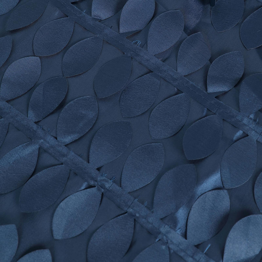 90x132inch Navy Blue 3D Leaf Petal Taffeta Fabric Rectangle Tablecloth#whtbkgd