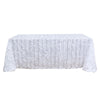 90x132inch White 3D Leaf Petal Taffeta Fabric Rectangle Tablecloth