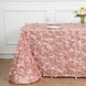 90x156inch Dusty Rose 3D Leaf Petal Taffeta Fabric Rectangle Tablecloth