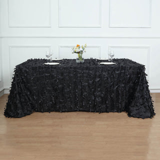 Elegant and Versatile Black 3D Leaf Petal Tablecloth