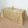 90x156inch Champagne 3D Leaf Petal Taffeta Fabric Rectangle Tablecloth