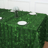 90x156inch Green 3D Leaf Petal Taffeta Fabric Rectangle Tablecloth
