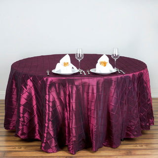 Create an Unforgettable Event with the Burgundy Pintuck Round Seamless Tablecloth