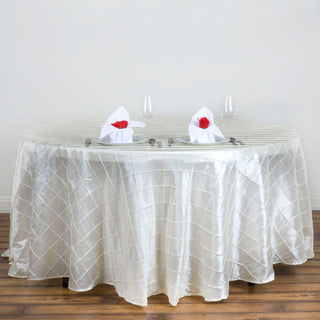 Enhance Your Event Decor with the Ivory Pintuck Tablecloth