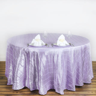 Enhance Your Event Decor with the Lavender Lilac Pintuck Round Seamless Tablecloth