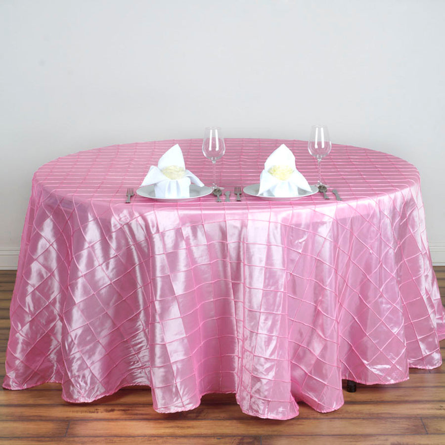 120" Pink Pintuck Round Tablecloth