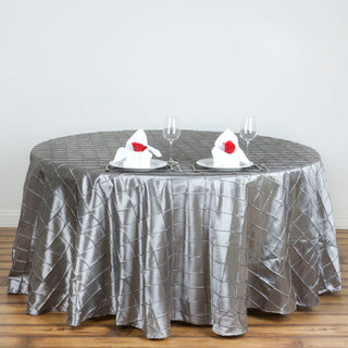 Create Unforgettable Memories with the Silver Pintuck Round Seamless Tablecloth