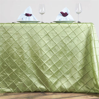 Elevate Your Event Decor with the Apple Green Taffeta Pintuck Tablecloth