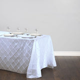 90" x 132" White Taffeta Pintuck Rectangular Tablecloth
