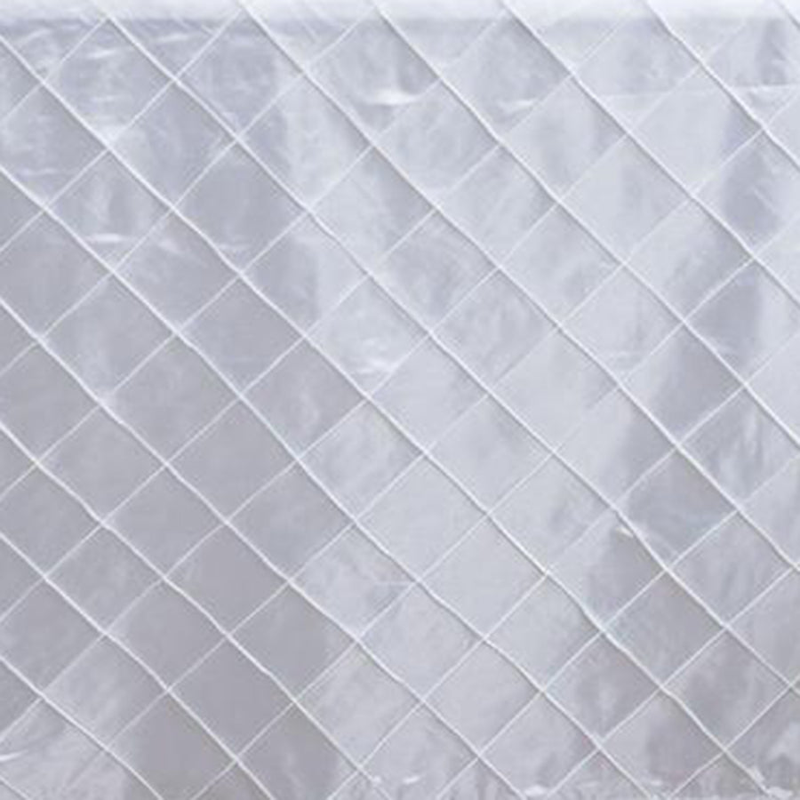 90" x 132" White Taffeta Pintuck Rectangular Tablecloth#whtbkgd