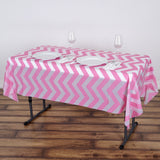 54" x 72" Pink 10 Mil Thick Chevron Waterproof Tablecloth PVC Rectangle Disposable Tablecloth