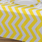 54" x 72" Yellow 10 Mil Thick Chevron Waterproof Tablecloth PVC Rectangle Disposable Tablecloth#whtbkgd