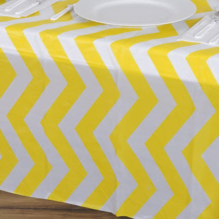 Yellow Chevron Waterproof Plastic Tablecloth - Enhance Your Event Decor