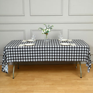 Durable and Stylish White Black Buffalo Plaid Tablecloth