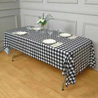 Elegant White Black Buffalo Plaid Tablecloth for Your Event Decor