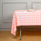 5 Pack Pink Checkered Rectangle Plastic Table Covers, 54x108inch PVC Waterproof Disposable