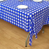 5 Pack White Royal Blue Rectangular Waterproof Plastic Tablecloths in Buffalo Plaid Style#whtbkgd
