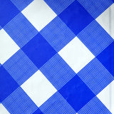 5 Pack White Royal Blue Rectangular Waterproof Plastic Tablecloths in Buffalo Plaid Style