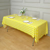 54"x108" White Yellow Buffalo Plaid Waterproof Plastic Tablecloth, PVC Rectangle Disposable Checkered Table Cover