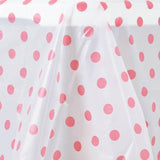 54" x 108" Disposable Polka Dots Plastic Vinyl Picnic Birthday Party Home Tablecloth - White/Pink#whtbkgd
