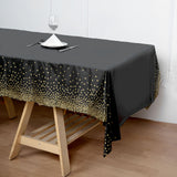 5 Pack Black Rectangle Plastic Table Covers with Gold Confetti Dots, 54x108inch PVC Waterproof