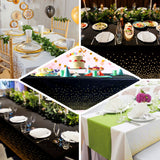 5 Pack Black Rectangular Waterproof Plastic Tablecloths with Gold Confetti Dots