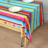 5 Pack Mexican Serape Rectangle Plastic Table Covers Cinco De Mayo Theme PVC Waterproof