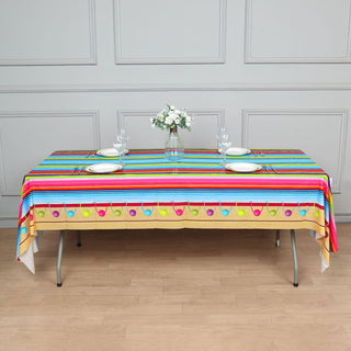 Vibrant and Festive: Mexican Serape Fiesta Waterproof Plastic Tablecloth