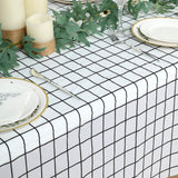 5 Pack Black White Grid Rectangle Plastic Table Covers Checkered PVC Waterproof