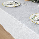 5 Pack White Square Plastic Table Covers in Lace Design, PVC Waterproof