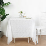 5 Pack White Square Plastic Table Covers in Lace Design, PVC Waterproof