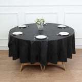 5 Pack Black Round Plastic Table Covers, 84inch PVC Waterproof Disposable Tablecloths