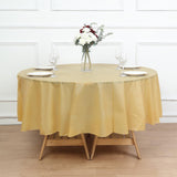 84" Gold 10 Mil Thick Crushed Design Waterproof Tablecloth PVC Round Disposable Tablecloth