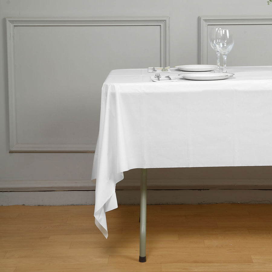 54x108inch White 10mm Thick Rectangle Plastic Tablecloth, PVC Spill Proof Tablecloths