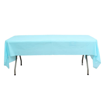 54"x108" Serenity Blue Waterproof Plastic Tablecloth, PVC Rectangle Disposable Table Cover