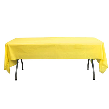 54"x108" Yellow Waterproof Plastic Tablecloth, PVC Rectangle Disposable Table Cover