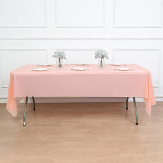 Blush Waterproof Plastic Tablecloth for Elegant Event Decor