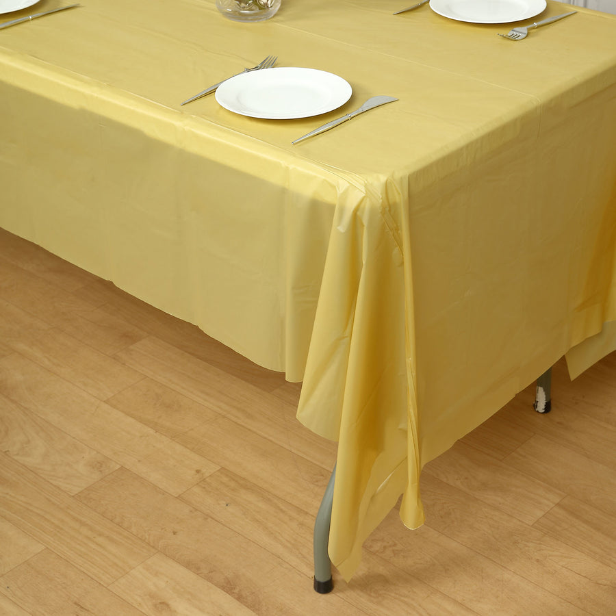 54x108inch Gold 10mm Thick Rectangle Plastic Tablecloth, PVC Spill Proof Tablecloths