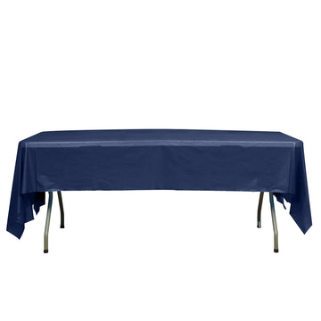 54"x108" Navy Blue Waterproof Plastic Tablecloth, PVC Rectangle Disposable Table Cover