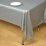 Silver Rectangle Plastic Table Cover, 54inchx108inch PVC Disposable Tablecloth