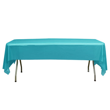 54"x108" Turquoise Waterproof Plastic Tablecloth, PVC Rectangle Disposable Table Cover