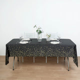 108inch Stars Sprinkled Plastic Tablecloth, Waterproof Rectangle Disposable Tablecloth Black/Gold