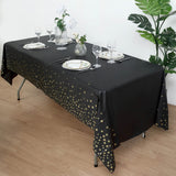 108inch Stars Sprinkled Plastic Tablecloth, Waterproof Rectangle Disposable Tablecloth Black/Gold