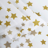5 Pack White Rectangle Plastic Table Covers with Gold Stars#whtbkgd