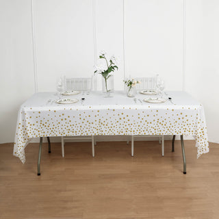 Elegant White Gold Stars Tablecloth for Stunning Event Decor