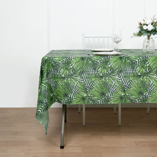 Elevate Your Event Decor with the Green Tropical Leaf Tablecloth