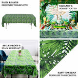 Tropical Leaf Plastic Rectangle Tablecloth, Waterproof Disposable PVC Tablecloth - 54x108Inch