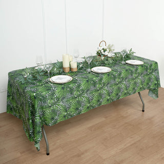 Add a Tropical Touch to Your Event with the Green Tropical Leaf Tablecloth