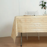 Natural Rectangle Plastic Table Cover in Rustic Wooden Print